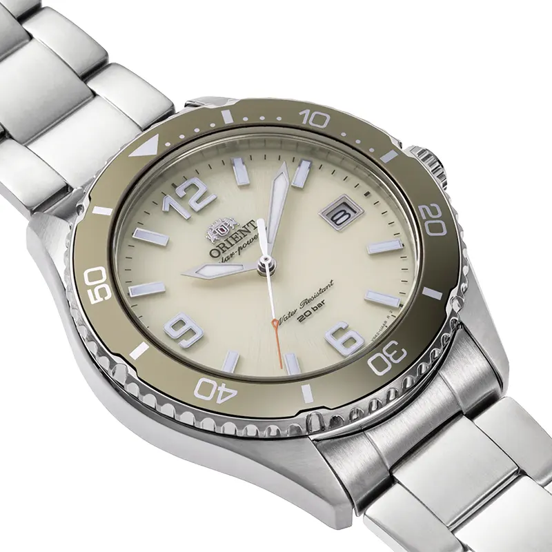 Orient Sports Mako Solar Ivory Dial Men's Watch- RA-WJ0003S